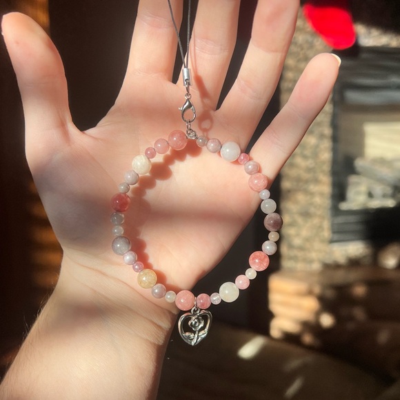 Other - Multicolor Beaded Keychain/ Car Mirror with Heart Charm